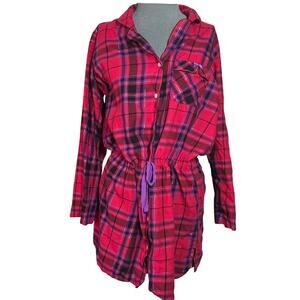 Victorias Secret Pink Plaid Tie Waist Cotton Blend Top Size Medium